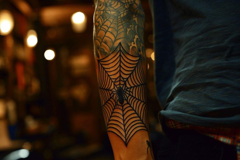 Tatouage toile d’araignée, quelques exemples dans cet article
